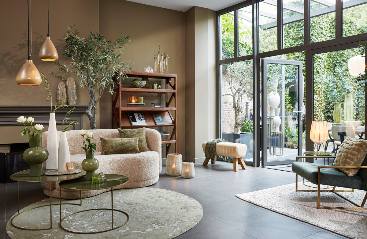 Round Olive and Grey Sjors Rug Ø200 cm