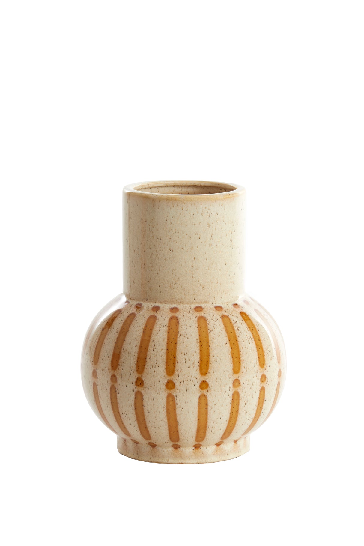 Elegant Ceramic Vase Ø19x25 cm in Shiny Cream and Brown Tones