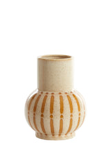 Elegant Ceramic Vase Ø19x25 cm in Shiny Cream and Brown Tones