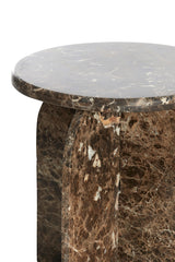 Marble Top Side Table - Dark Brown, Ø41x48 cm