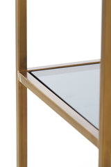 Elegant Aino Glass Cabinet with Smoked Panels and Antique Bronze Finish, 100x34x214 cm