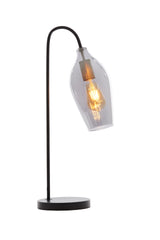 Smoked Glass and Matte Black Table Lamp - 35x20x51.5 cm
