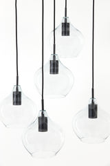 Elegant 5-Light Chandelier Ø61x66 cm Rakel - Matte Black & Clear Glass