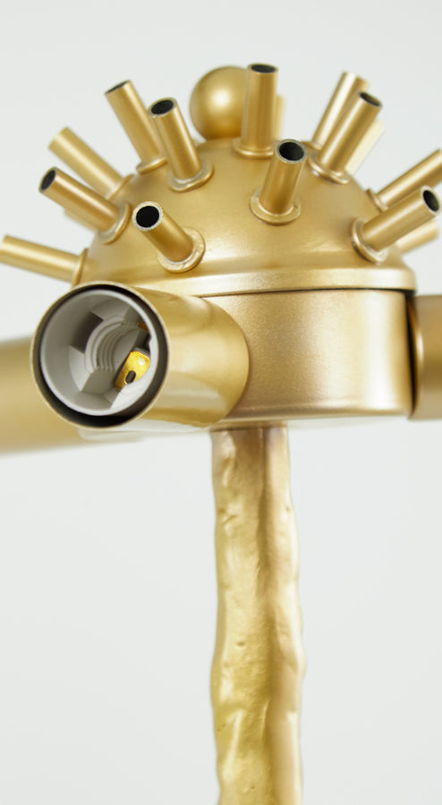 Golden Elegance Feather Floor Lamp with Peach Accents - Ø95x180 cm