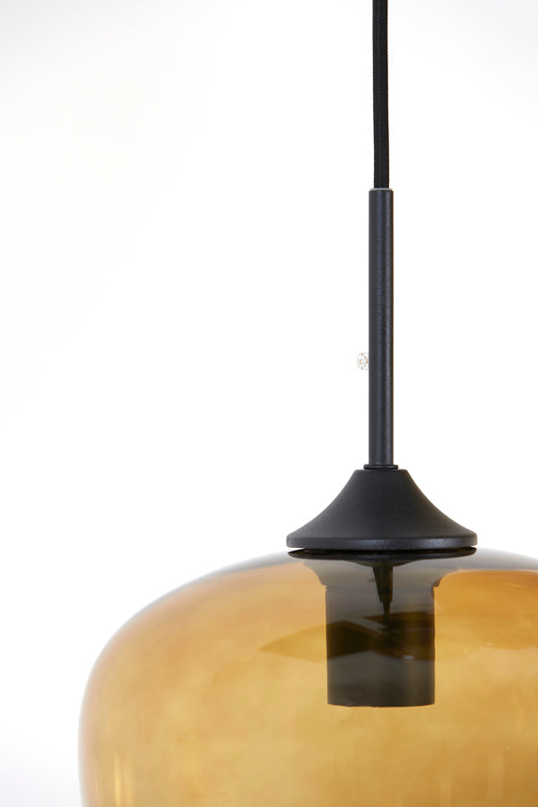 Elegant 10-Light Pendant Lamp with Brown Glass and Matte Black Frame (120x60x110 cm)