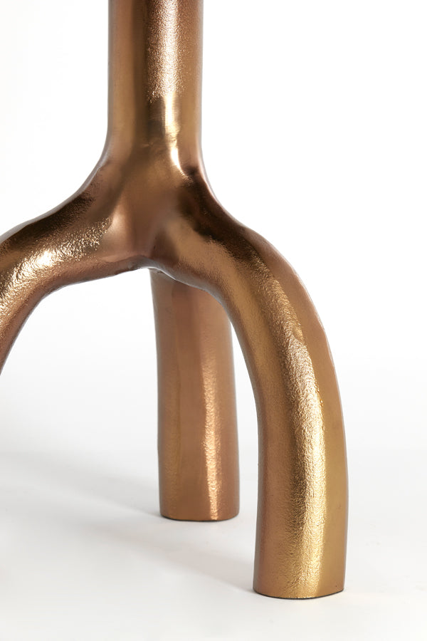 Round Bronze Accent Table, 50.5x45.5 cm, with Taupe Glass