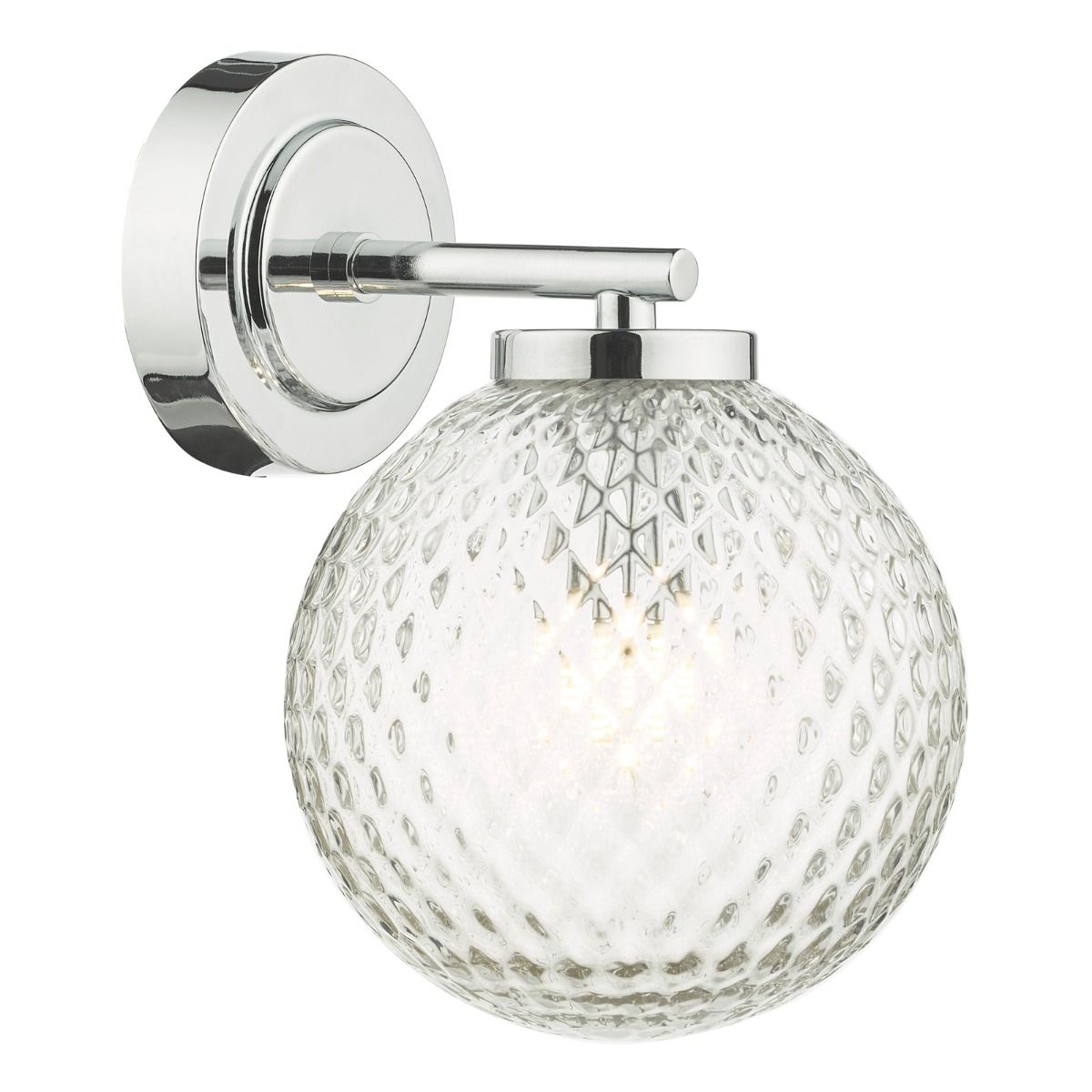 Wayne Bathroom Wall Light Polished Chrome Glass IP44