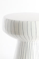 Glossy White & Black Round Accent Table 38x42 cm Dakwa