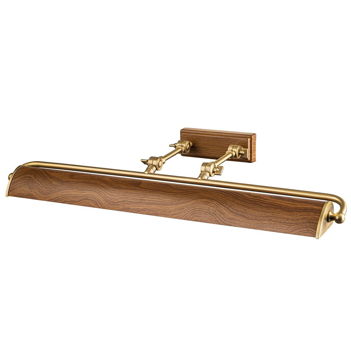 Winchfield 4lt Large Picture Light Aged Brass & Oak Effect