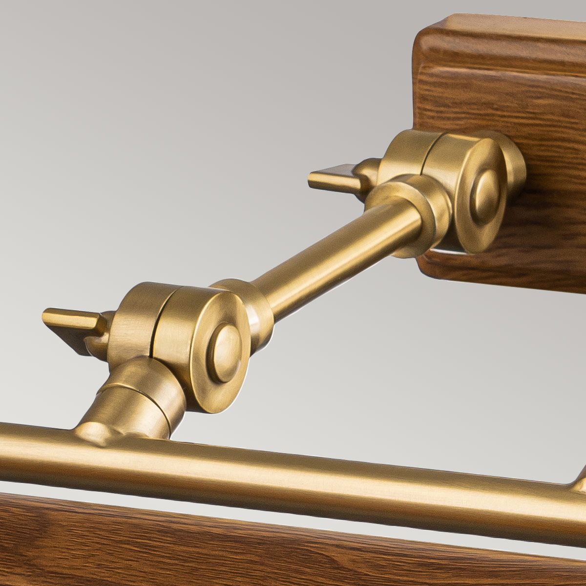 Winchfield 4lt Large Picture Light Aged Brass & Oak Effect