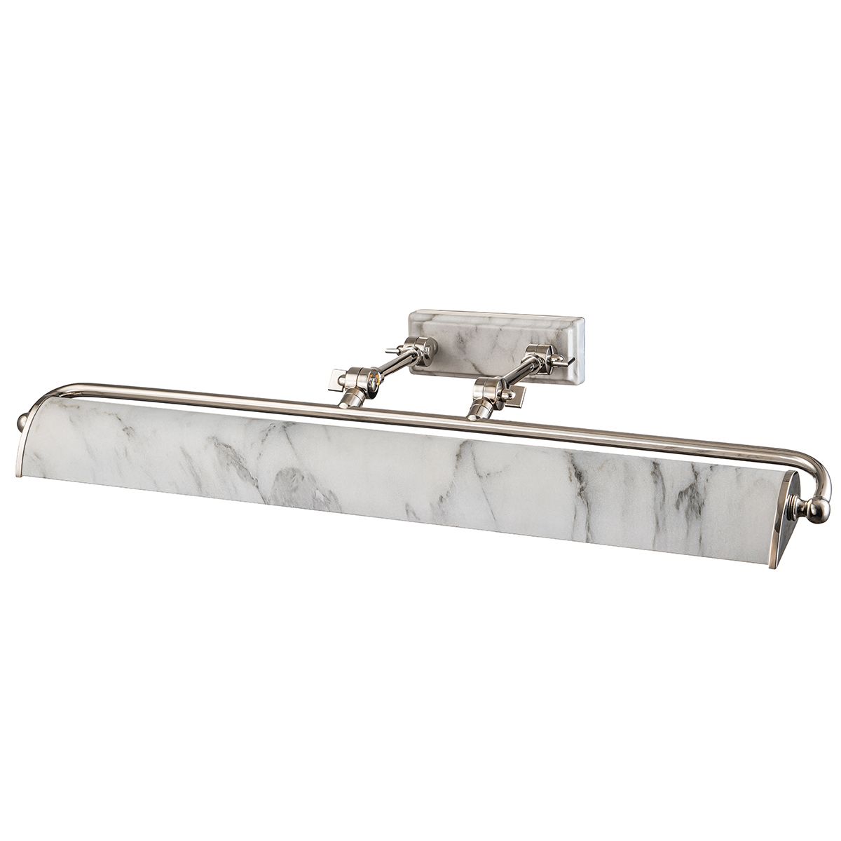 Winchfield 4lt Large Picture Light Polished Nickel & White Marble Effect