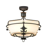 Windsor Graphite 3-Light Crown Pendant/Semi-Flush Chandelier