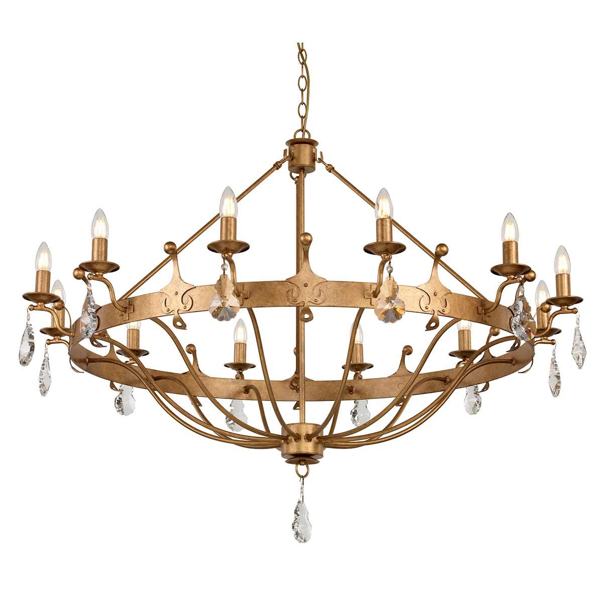 Regal Gold Patina 12-Light Chandelier - Windsor Collection