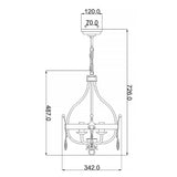 Windsor Gold Patina 4-Light Wrought Iron Pendant Chandelier