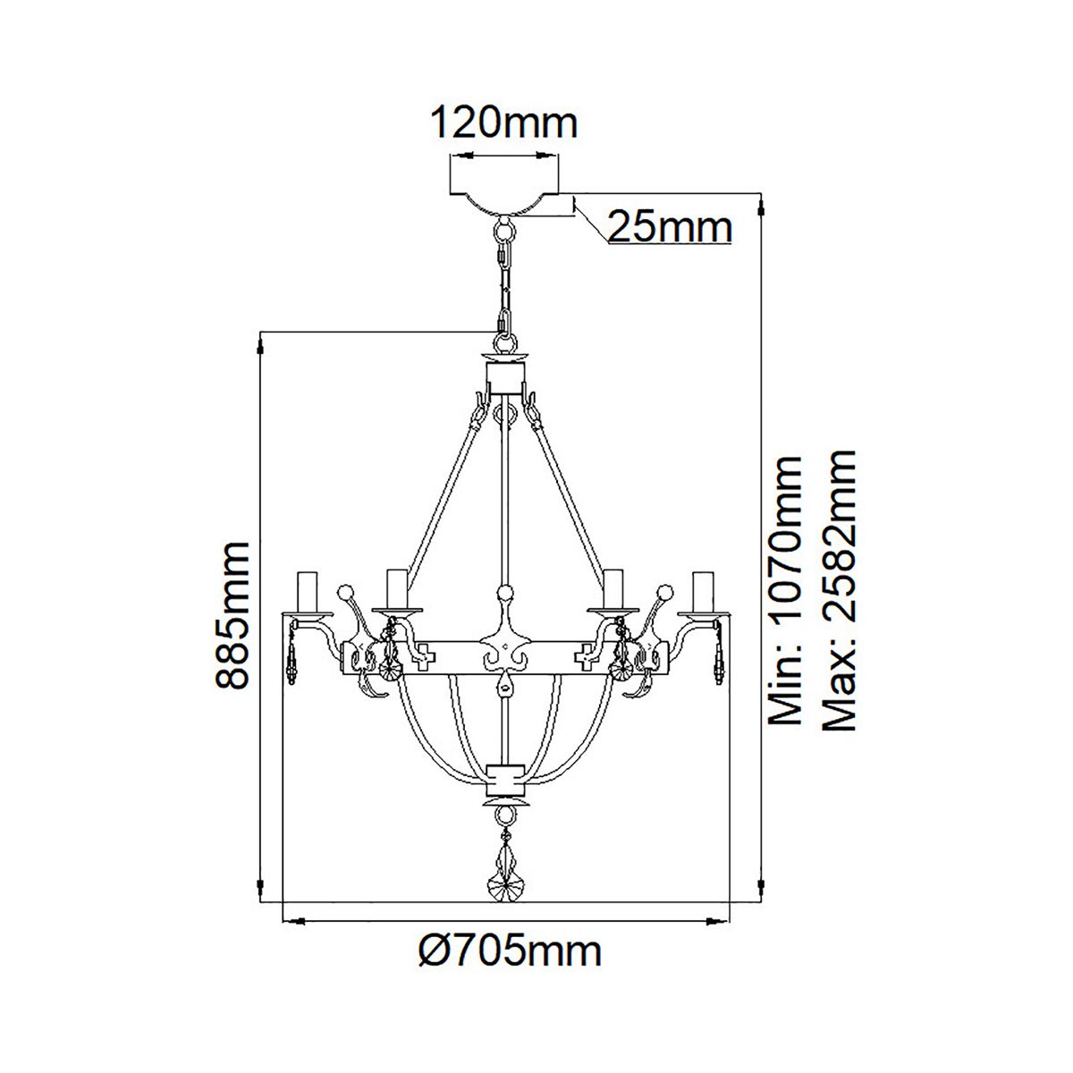 Windsor Elegant Gold Patina 6-Light Chandelier