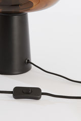 Elegant Misty Glass Table Lamp - 30cm x 46cm in Brown & Matte Black