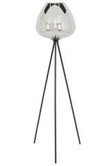 Tripod Floor Lamp with Smoked Glass Shade and Matte Black Finish, Ø42x146 cm Mayson