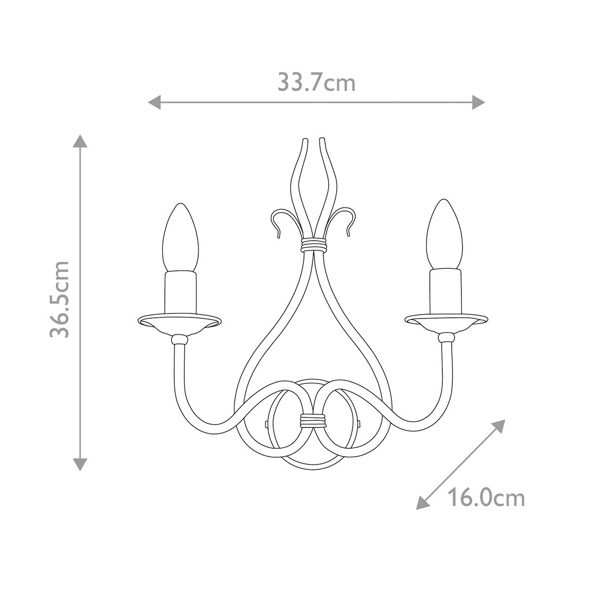Windemere Rustic Elegance Wrought Iron Double Wall Light