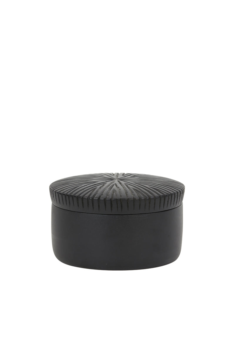 Elegant Black Carbajo Wood Decorative Box - Ø15x9 cm