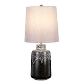 Graphite Elegance Table Lamp with Silver Linen Shade