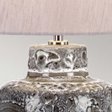 Graphite Elegance Table Lamp with Silver Linen Shade