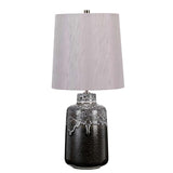 Graphite Elegance Table Lamp with Silver Linen Shade