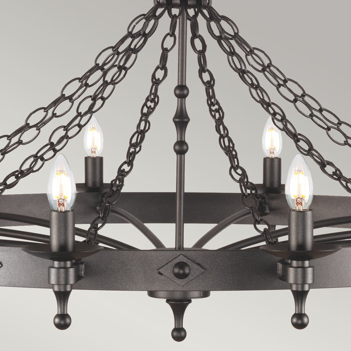 Warwick Medieval 12-Light Wrought Iron Chandelier
