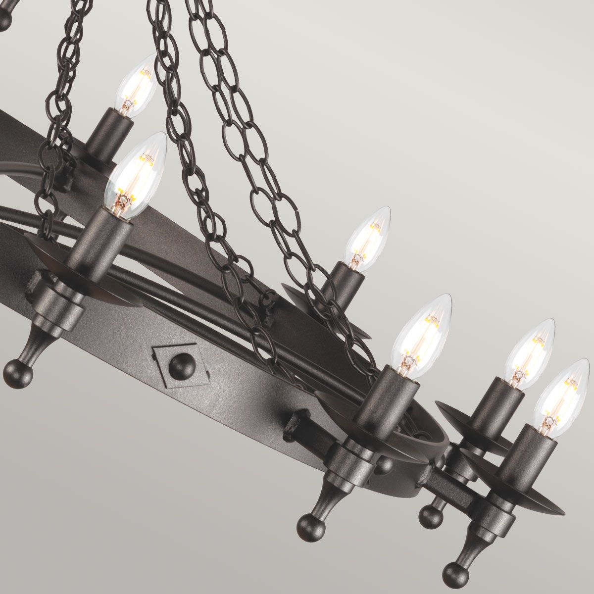 Warwick Medieval 12-Light Wrought Iron Chandelier