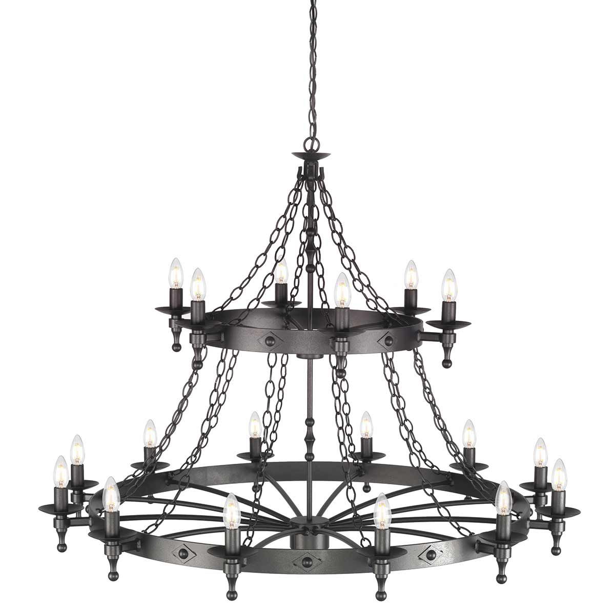 Warwick Gothic Revival 18-Light Wrought Iron Chandelier