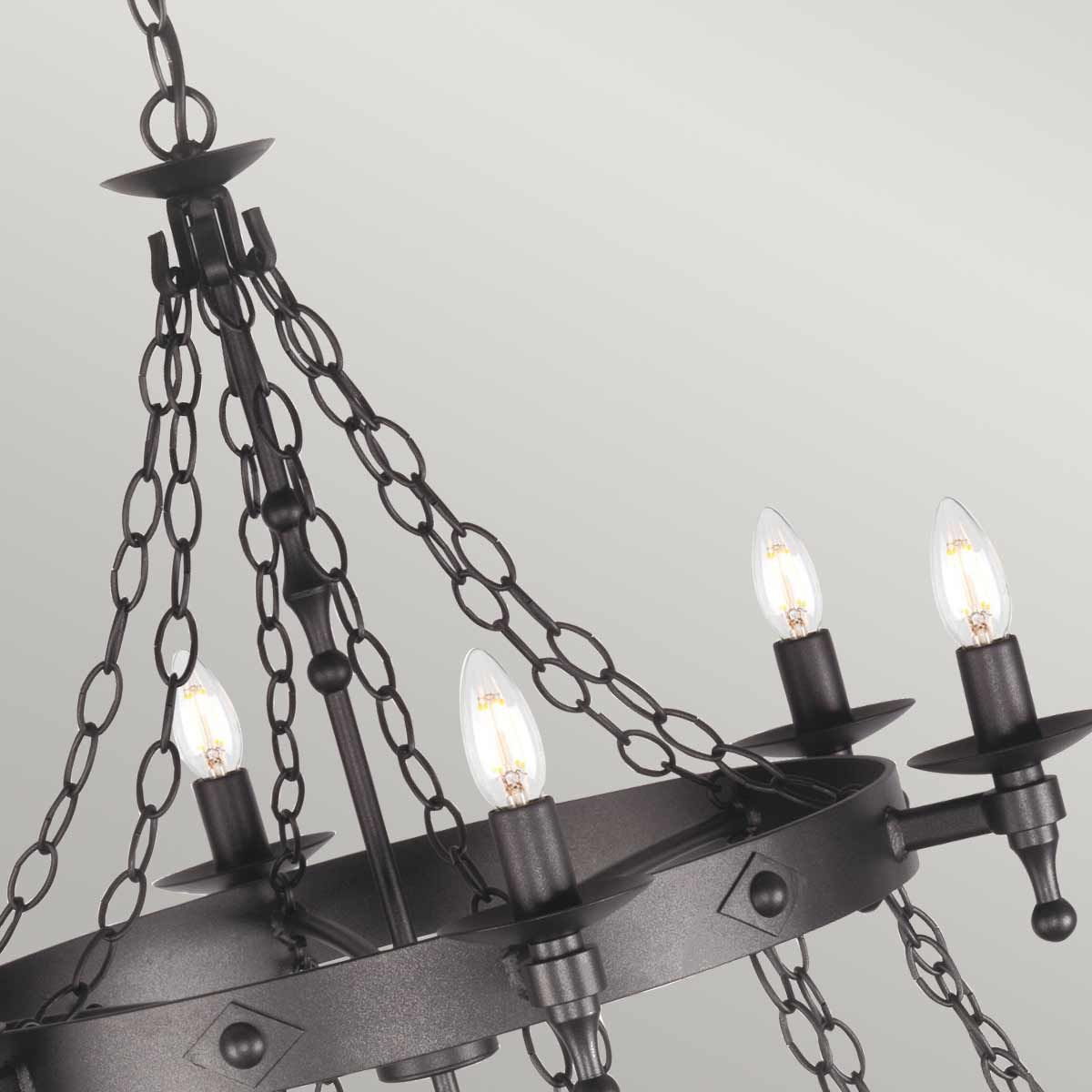 Warwick Gothic Revival 18-Light Wrought Iron Chandelier