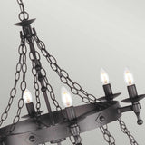 Warwick Gothic Revival 18-Light Wrought Iron Chandelier