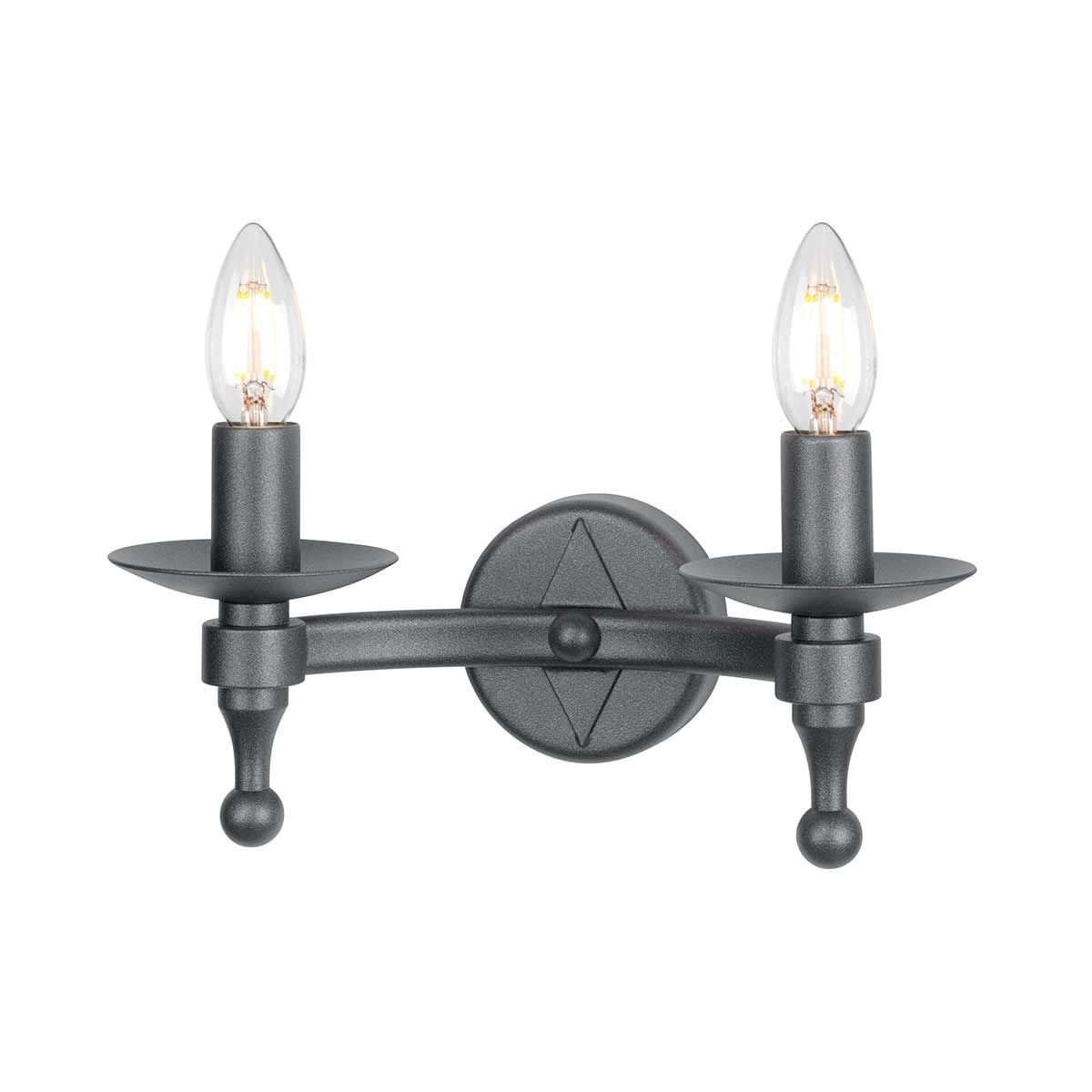 Warwick Twin Light Wall Sconce in Graphite Finish