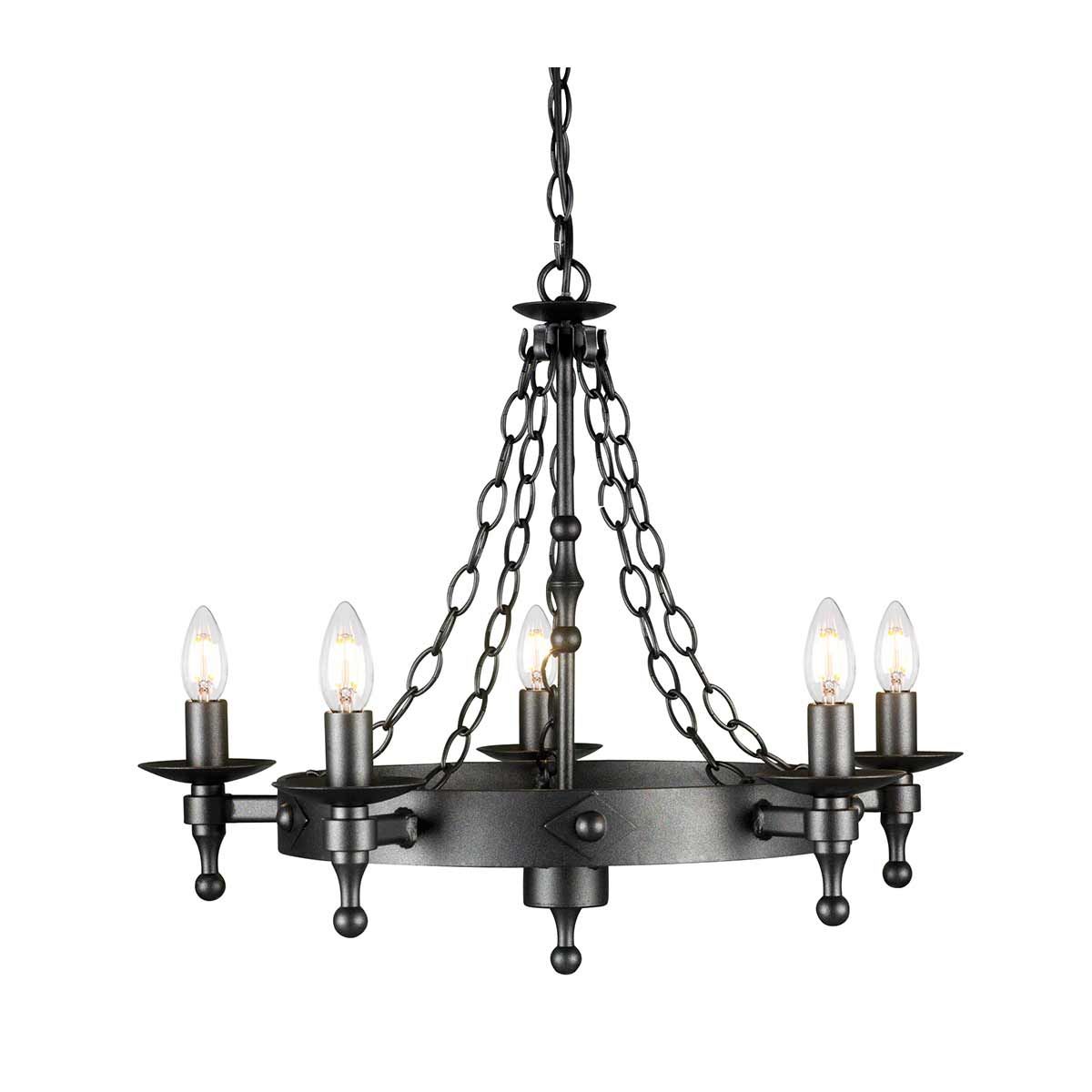 Warwick Graphite Black Wrought Iron 5-Light Chandelier