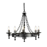 Warwick Graphite Black Wrought Iron 5-Light Chandelier