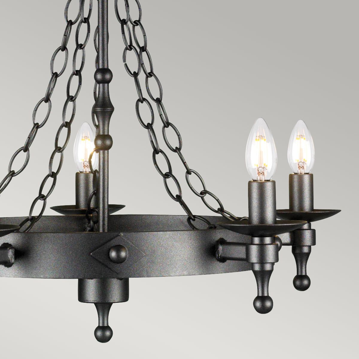 Warwick Graphite Black Wrought Iron 5-Light Chandelier