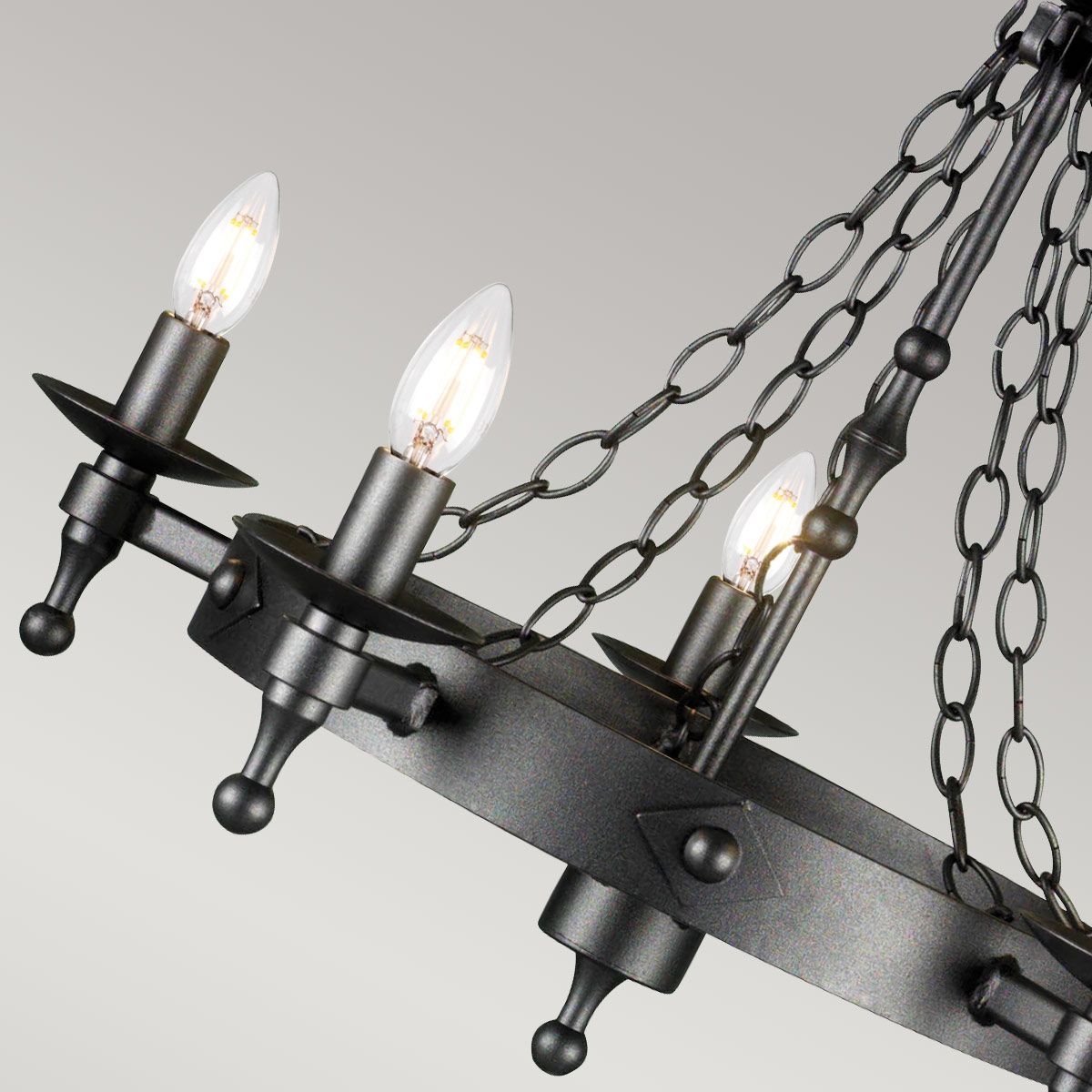 Warwick Graphite Black Wrought Iron 5-Light Chandelier
