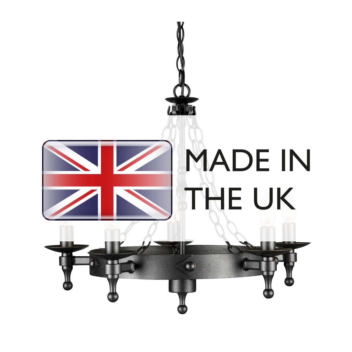 Warwick Graphite Black Wrought Iron 5-Light Chandelier