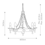 Warwick Graphite Black Wrought Iron 5-Light Chandelier