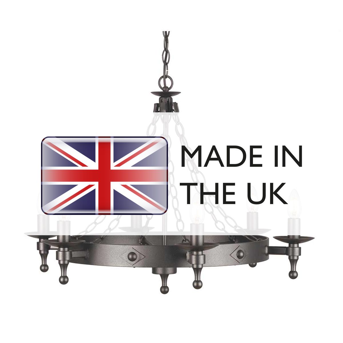 Warwick Graphite Black 6-Light Medieval-Style Chandelier