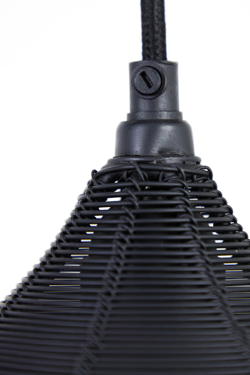 Suspended Five-Light Fixture Alvaro in Matte Black, 100x20x122 cm