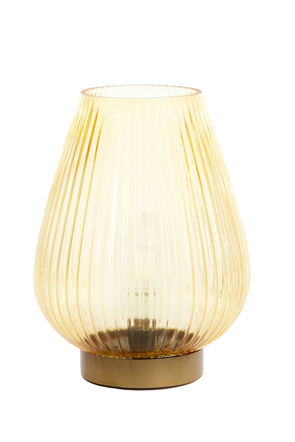 Golden Glow LED Glass Table Lamp - Ocher Yellow 21x28 cm
