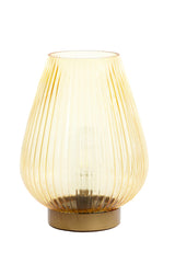 Golden Glow LED Glass Table Lamp - Ocher Yellow 21x28 cm