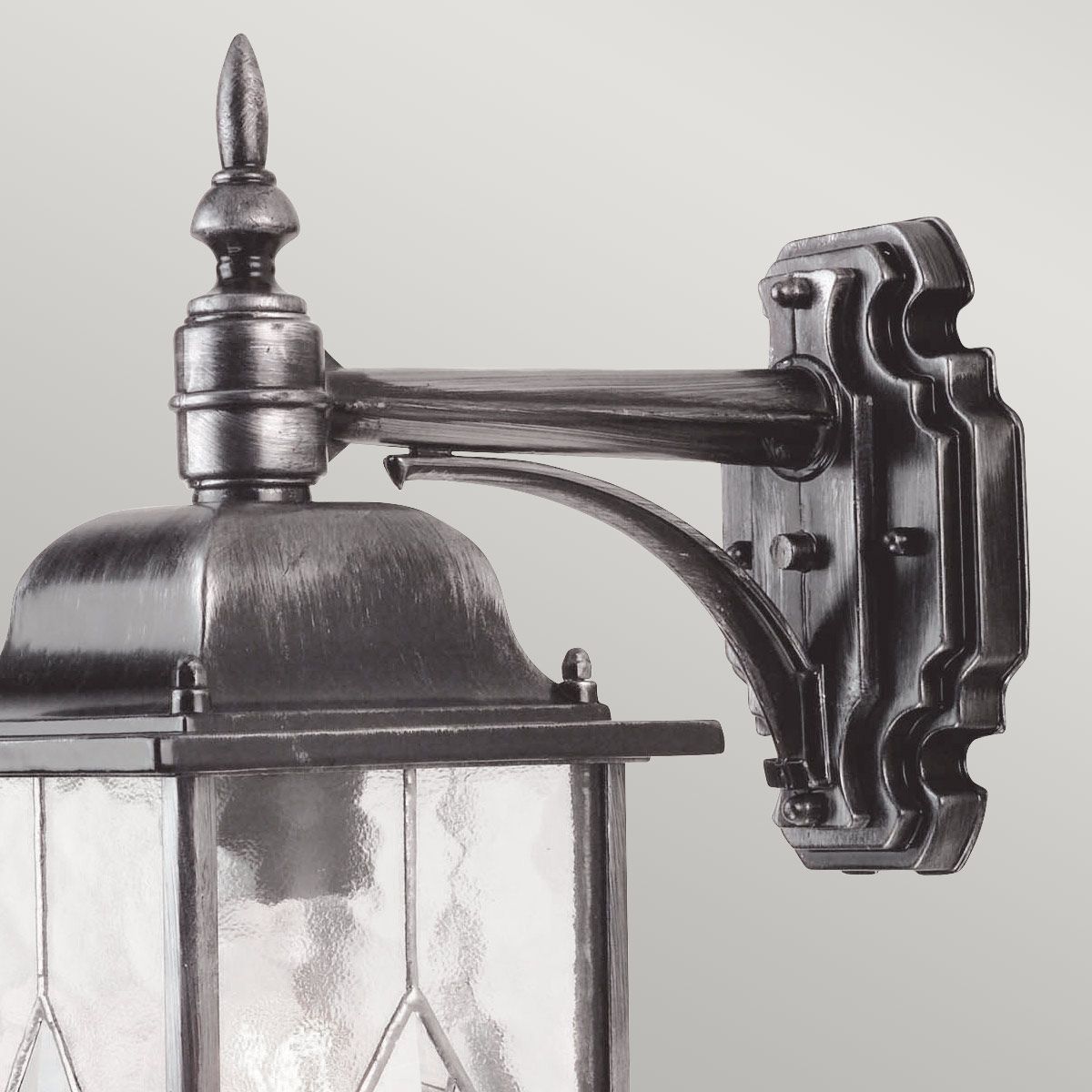 Elegant Wexford Down Wall Lantern in Black/Silver Finish
