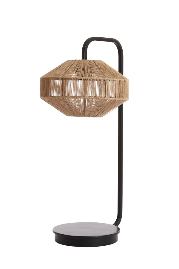 Decorative Black & Natural Wood Table Lamp - 26x60 cm Lyra Design