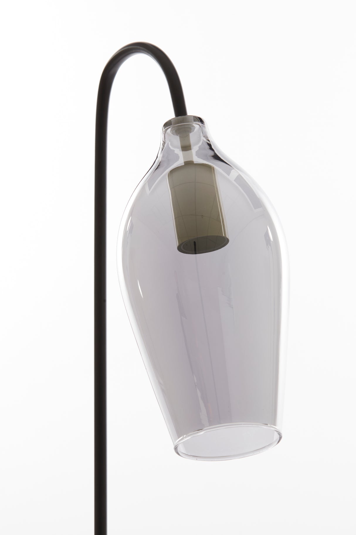 Smoked Glass and Matte Black Table Lamp - 35x20x51.5 cm