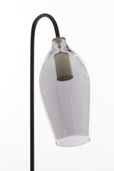 Smoked Glass and Matte Black Table Lamp - 35x20x51.5 cm