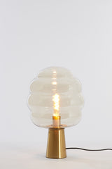 Artisan Amber Mist Glass Table Lamp with Gold Accents