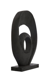 Sculptural Wooden Ornament in Matte Black Finish, 40x14x60 cm