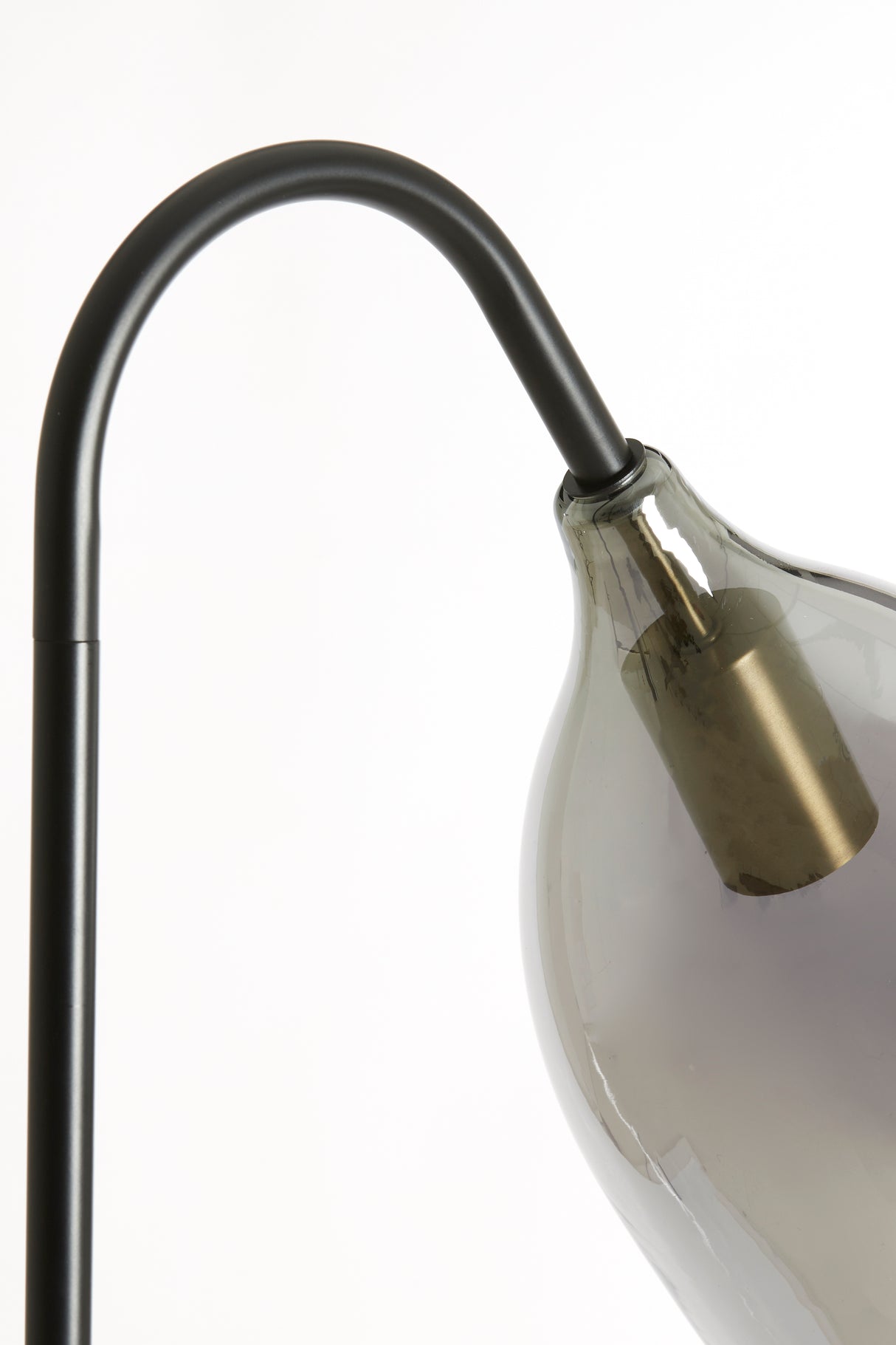 Elegant Smoked Glass and Matte Black Floor Lamp - 67x30.5x160 cm