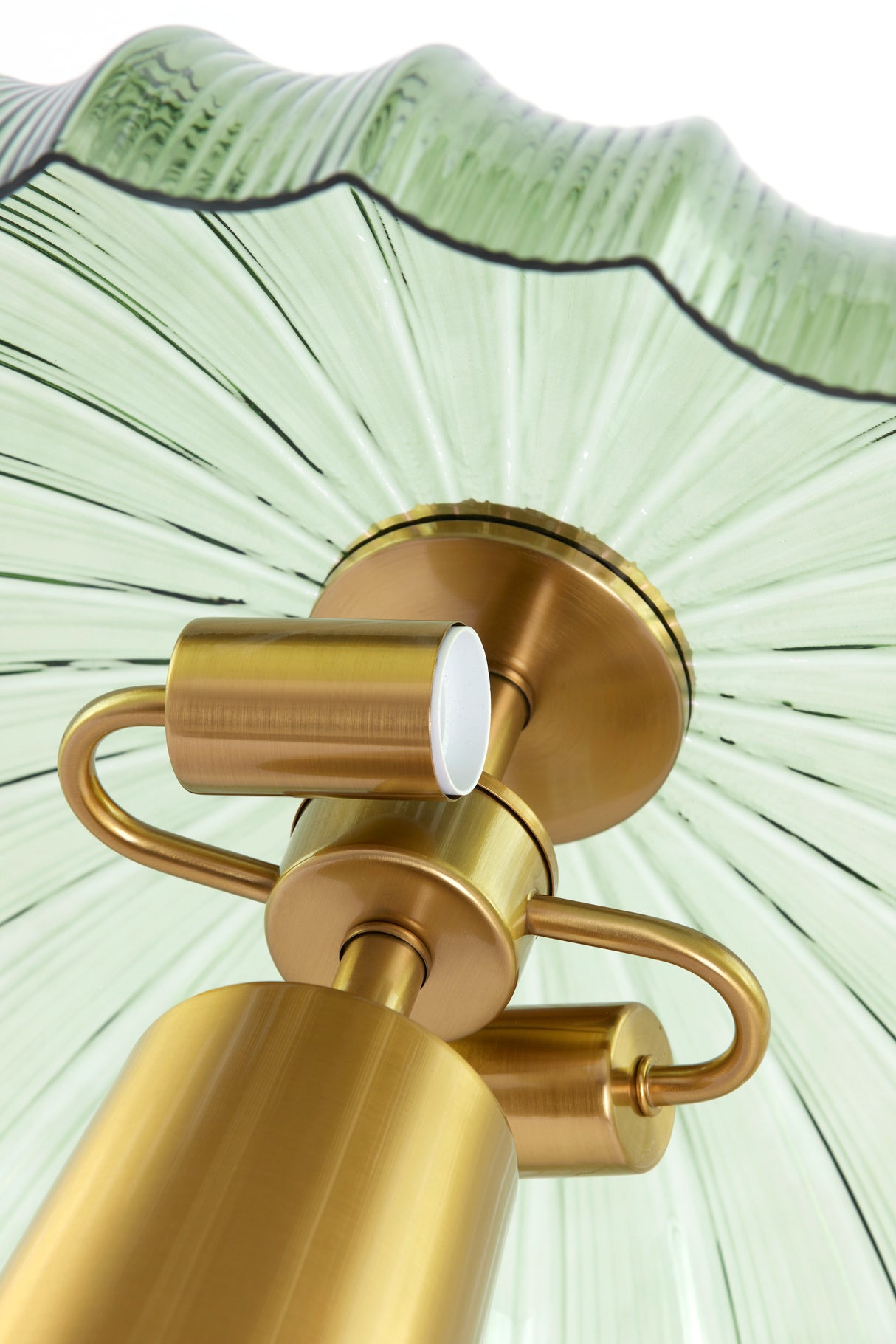 Elegant Green and Gold Double Bulb Glass Table Lamp, 50x51 cm